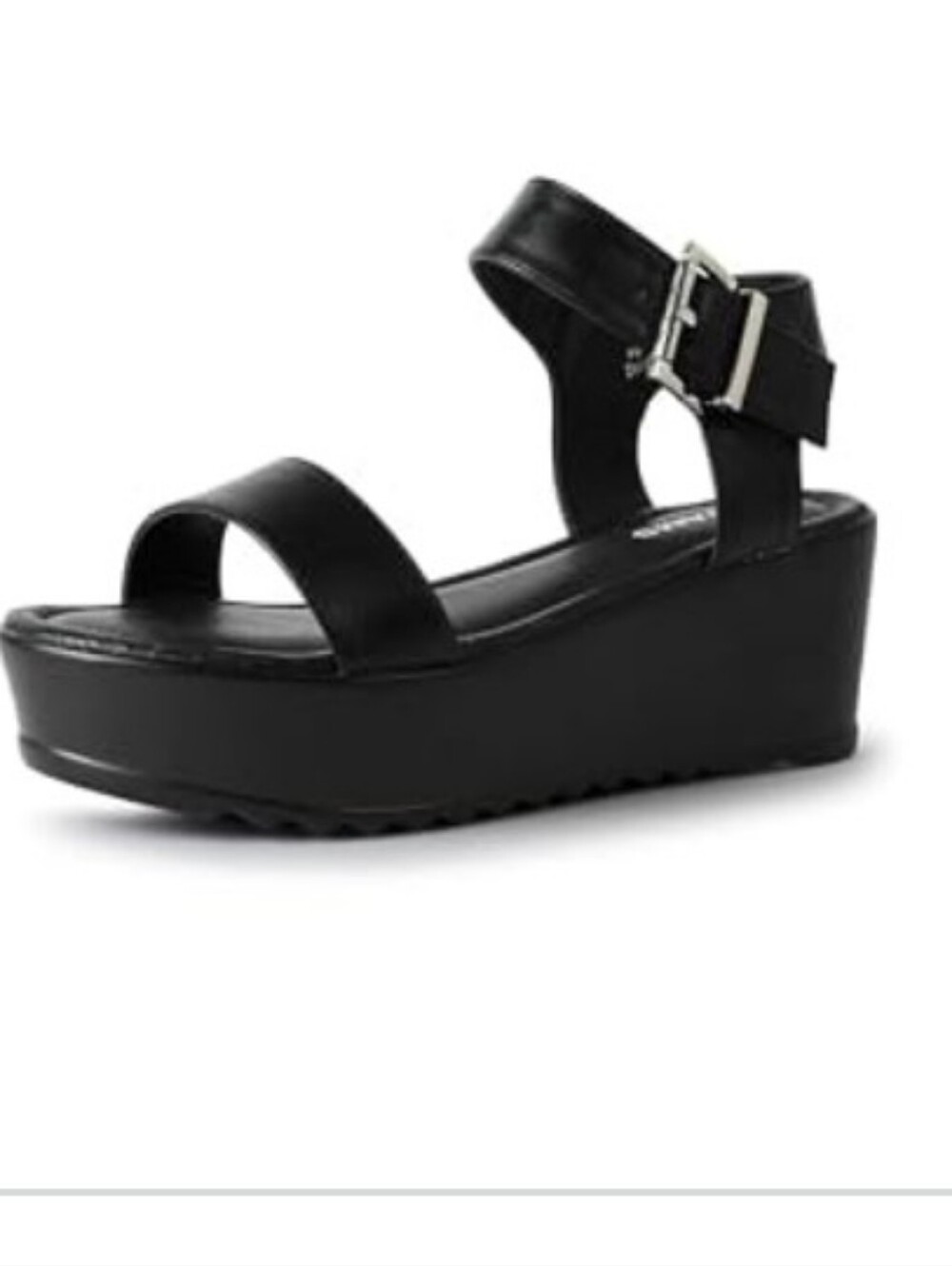 Black Platform Buckle Sandal